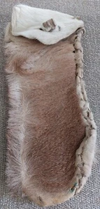 ANTIQUE NATIVE AMERICAN? DEER SKIN & FUR LONG POUCH W/ FLAP AND CLOSURE - Picture 1 of 12