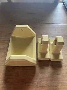 4pc VTG Harvest Gold Yellow Mid Century Modern Toilet Paper Towel Soap Holder - Picture 1 of 9