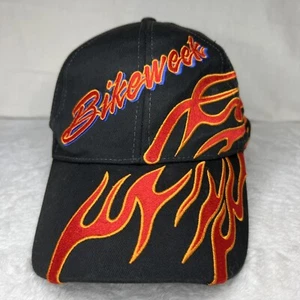 Vtg Y2K Daytona Beach Bikeweek Bike Week 2001 Flames Hat Embroidered Fire - Picture 1 of 21