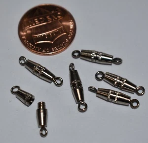 VINTAGE 6 ONE STRAND SILVERTONE metal BARREL CLASPS JEWELRY CLASP • 16mm X 3.5mm - Picture 1 of 1