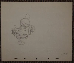 SCHÜCHTERNES Schneewittchen und die sieben Zwerge Original Produktionszeichnung Vintage - Bild 1 von 1