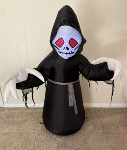 Inflatable Grim Reaper Halloween 44" Skeleton Yard Monster Light Up Sand Base - Picture 1 of 8
