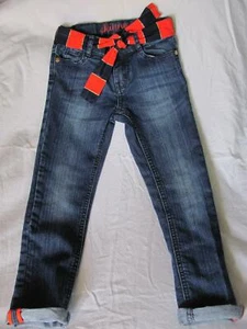 Gymboree Dark Blue Stretch Skinny Jeans Size 6 Orange Blue Sash - Picture 1 of 6