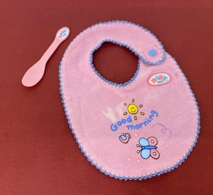 Vintage Zapf Creation ❤ Baby Born ❤ Bib & Spoon - Doll Accessory - Picture 1 of 4