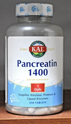 KAL Pancreatina 1400 250 Comprimidos Amilasa, Proteasa y Lipasa Enzimas Foto 1 de 4
