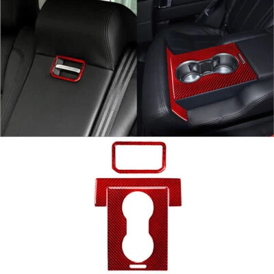 Para Land Rover Range Rover Rojo Fibra de Carbono Apoyabrazos Trasero Portavasos Cubierta Tapicería Foto 1 de 4