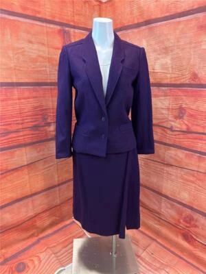 个人羊毛混纺紫色 2 件套裙套装 8 码 TCA — 第 1/4 张图片