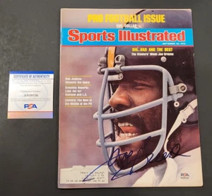 Rare 1975 MEAN JOE GREENE Signed Sports Illustrated-HOF-PITTSBURGH STEELERS-PSA - Picture 1 of 12