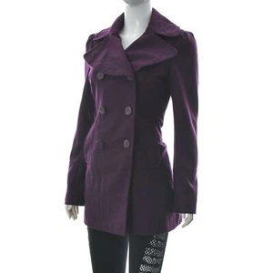 Guess Women's Double Breasted Trench Coat Pleat Box Vented Back Wool Blend S - Picture 1 of 8