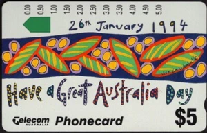 Tarjeta telefónica 1994 Australia Day $5 edición única como nueva nunca usada, como nueva - Imagen 1 de 1