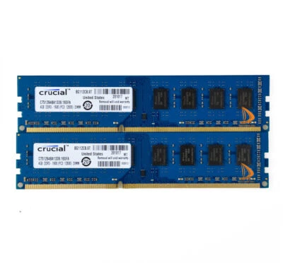 Crucial 8 GB DDR3 RAM 2x 4 GB PC3-12800 1600MHz Fr Dell Optiplex 780 790 390_580 - Image 1 of 4