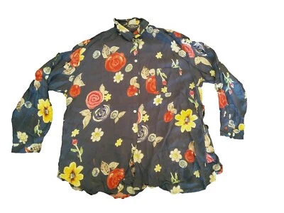 Новый маслянистый женщин длинным рукавом вискозы с воротником рубашка блузка размер 42 США 12  - Изображение 1 из 4