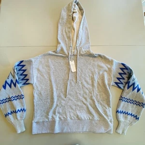 Anthropologie Hoodie Sweatshirt Pullover blau aztekisch grau so weich neu mit Etikett Größe Small - Bild 1 von 7