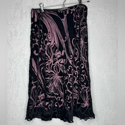 Vintage Velvet Burnout Midi Skirt Fairy Goth Grunge Witchy Vamp Whimsigoth - Image 1 of 4