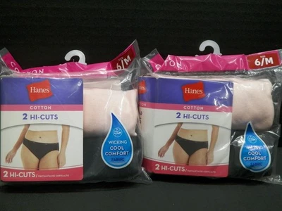 Hanes Cool Comfort Women's Size 6/M Cotton Hi-Cut Panties (2 In Pack) 2 Packs - Image 1 of 3
