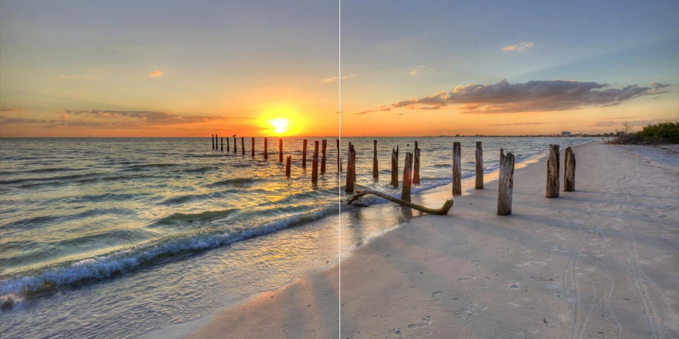 Mural de azulejos de salpicadero de cerámica escena de playa - Sunset Pilings en Ft. Myers Beach Foto 1 de 1