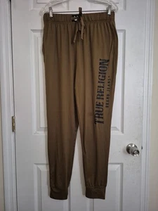 True Religion Joggers Mens Small Lightweight Loungewear Spellout Logo Drawstring - Picture 1 of 5