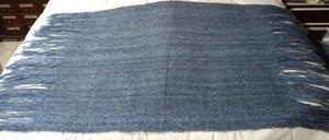 Kennebunk Weavers Chunky Knit Throw Blanket Soft Fringed Heathered BLUE 74X40 - Picture 1 of 4