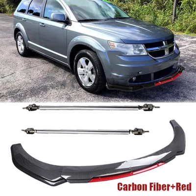 Front Bumper Lip Spoiler Splitter Strut Rods Carbon Fiber For Dodge Journey Foto 1 de 4