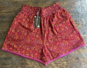 Matilda Jane Shorts Girl's Size 14 Enchanted Garden Elastic Waist Floral Pom Pom - Picture 1 of 10