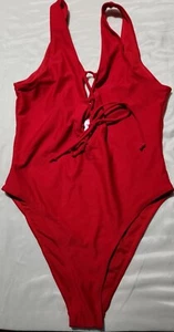SHEKINI Sz S Women One Piece Swimsuit Monokini Lace-up V-Neck U-Back High-Cut - Picture 1 of 7