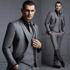 2023 Grey Men's Suit Groom Suit Jacket+vest+trousers Ceremonial Hot
