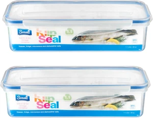 HOMESHOPA Rectangular Bacon Storage Containers, 2 Pack 1.1 Litre Plastic Leakpro - Picture 1 of 12
