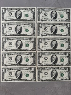 Uncirculated 10 @ 10 dollar Bills - Image 1 of 2