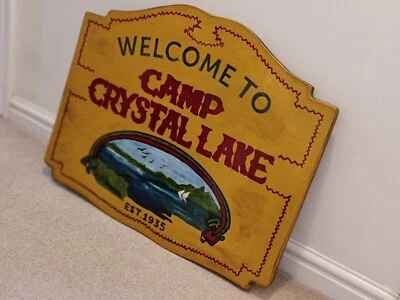 SAVAGED BY DESIGN 1:1 Camp Crystal Lake Sign. Hand Painted. 10mm Thick - Friday the 13th Jason.