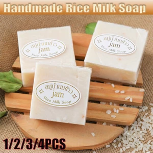 4X NUEVO Jabón Hecho a Mano Leche de Arroz Blanqueador Piel Colágeno Cara Cuerpo Jabón Limpiador - Imagen 1 de 15