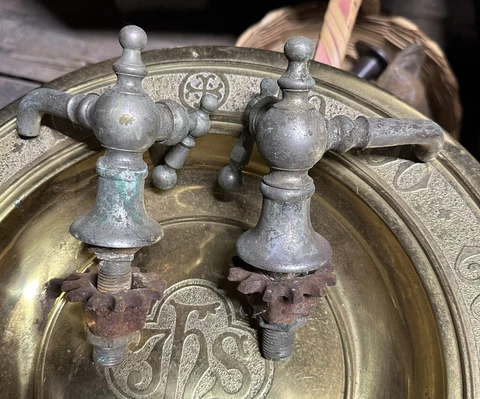 rare old pair of french style victorian faucets for redtoration just out ofattic Cover