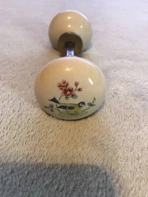 Antique Bird/ Floral Painted Porcelain Door Knob - Image 1 of 4