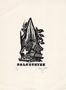 Vtg Art Ex-Libris Bookplate Prayer Hands Crosses Y1429 - Foto 1 di 2