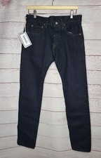 TANUKI N2216SMT 16.5OZ NATURAL INDIGO "SUMIKURO" OVERDYE TAPERED JEANS 31 x 33