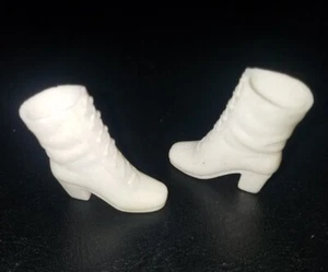 Mattel Barbie 1975 White Block High Heel Mid High Boots - Picture 1 of 2