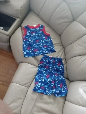 Conjunto de pijama corto sin mangas resistente al fuego Faded Glory Sharks talla S 6/7 Foto 1 de 3