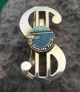 Vintage Niagra Falls Waterfall USA Canada Money Clip Dollar Sign Souvenier - Picture 1 of 2