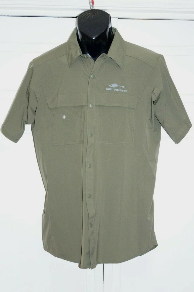 Grundens Hooksetter Short Sleeve Fishing Shirt Olive Upf50 Size S