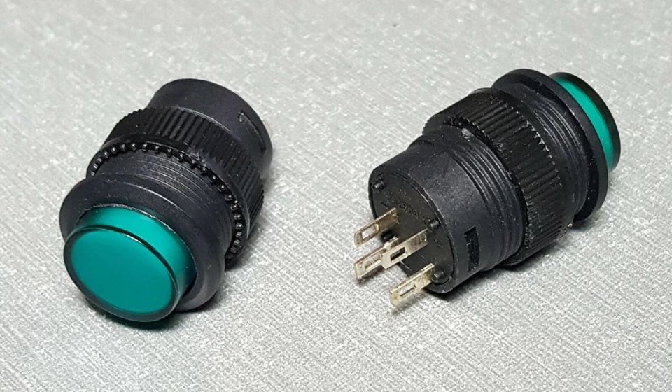 2Pcs R16-503AD GREEN Illuminated push button switch SPST Latching 3A 4pins 250V - image 1 of 1