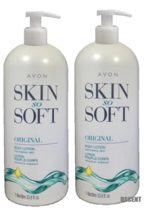 Avon Skin so Soft Original + Jojoba Body Lotion 33.8 Fl. LOT 2 BOTTLES - Picture 1 of 3