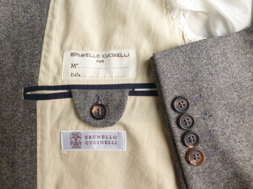 Blazer Brunello Cucinelli 56/46 Cachemira Gris Espiga Chaqueta Abrigo Deportivo Foto 1 de 4