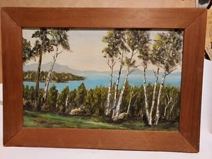 Fern D Haselton Signed Oil On Cardboard" Lake Winnipesaukee " - Picture 1 of 12