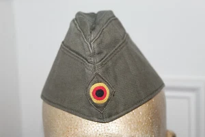 Original Cold War West German Army OD Cotton Overseas Hat w/Cockade & Makers Tag - Picture 1 of 7