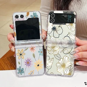 Funda de móvil rígida transparente a prueba de golpes para Samsung Galaxy Z Flip7 Flip6 Flip5 4 3 flores - Imagen 1 de 19