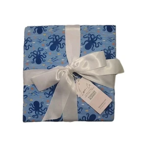 Laree + Co. Bamboo Toddler Blanket Blue Octopus Sea Creatures Super Soft  - Picture 1 of 1