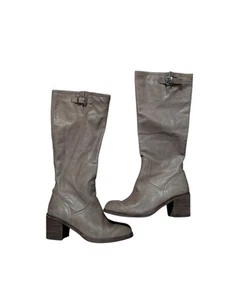 Dolce Vita Chunky Block Heel Knee High Beige Leather Riding Boots Women's 10 - Picture 1 of 7