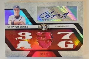 CHIPPER JONES AUTO /18 2008 Topps Triple Threads Game Used Relic Patch Jersey - Picture 1 of 2