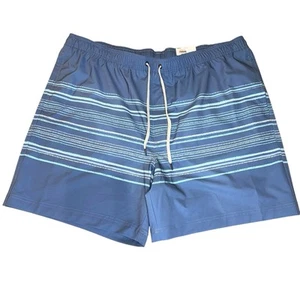 Men’s 2XL Blue Aqua SWIM TRUNKS Striped Beach Shorts Stretch Swimwear 7" Inseam - Picture 1 of 11