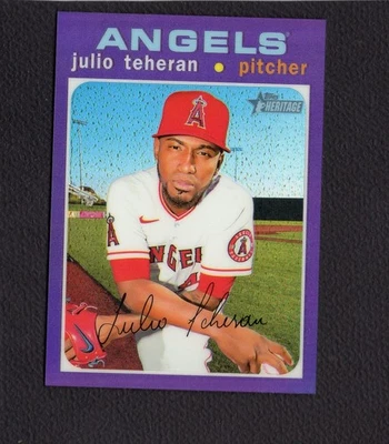 2020 Topps Heritage Chrome Purple Refractors #THC516 Julio Teheran - Image 1 of 2