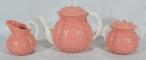 RARE! VTG LENOX PINK WITH WHITE HANDLES HAWTHORNE PATTERN 5 PIECE TEASET MINT - Picture 1 of 16